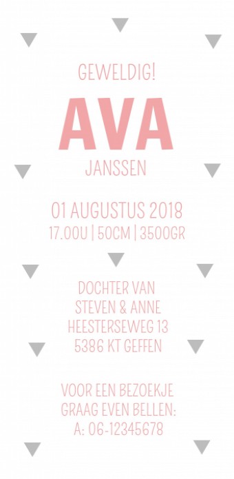 Geboortekaartje Ava achter