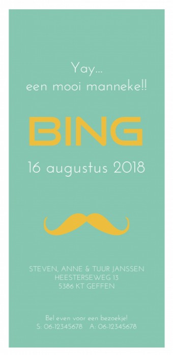 Geboortekaartje Bing voor