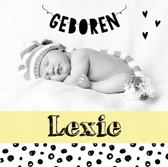 Geboortekaartje Lexie voor