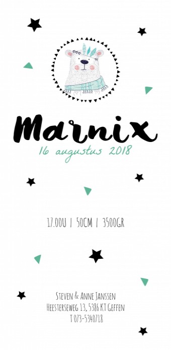 Geboortekaartje Marnix achter