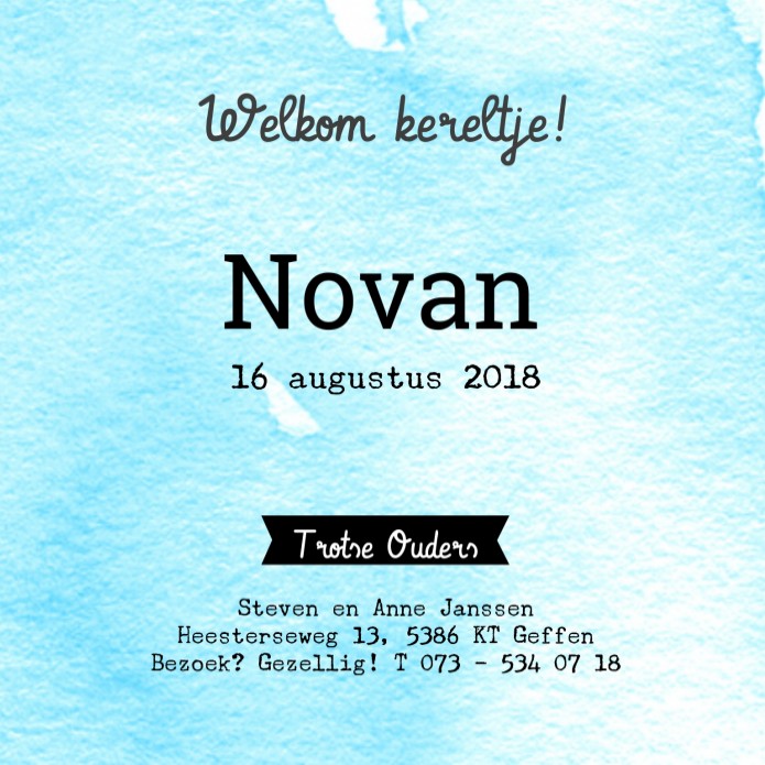 Geboortekaartje Novan binnen