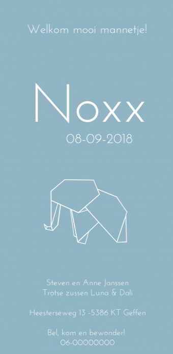 Geboortekaartje Noxx achter