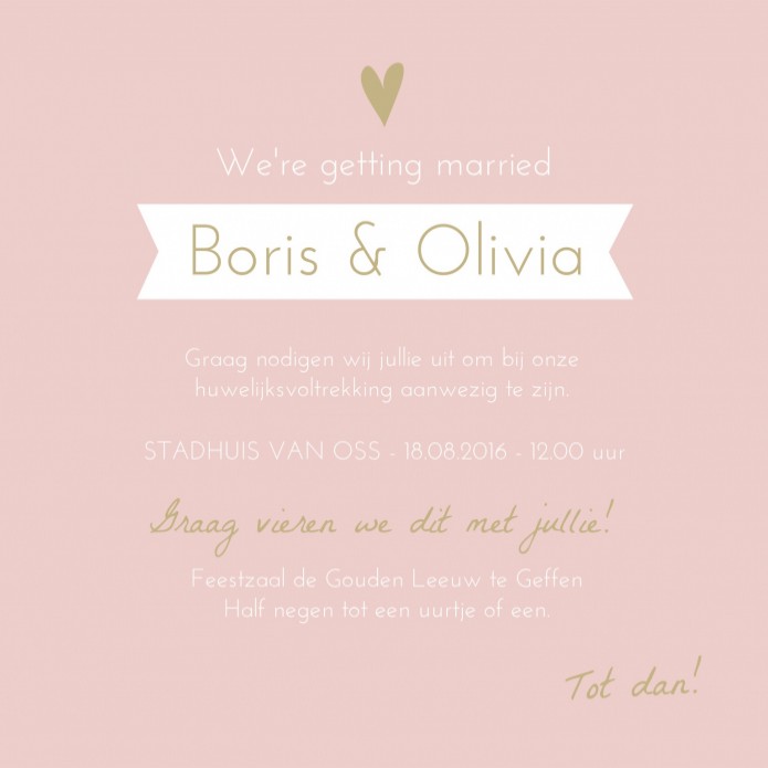Trouwkaart Boris en Olivia binnen