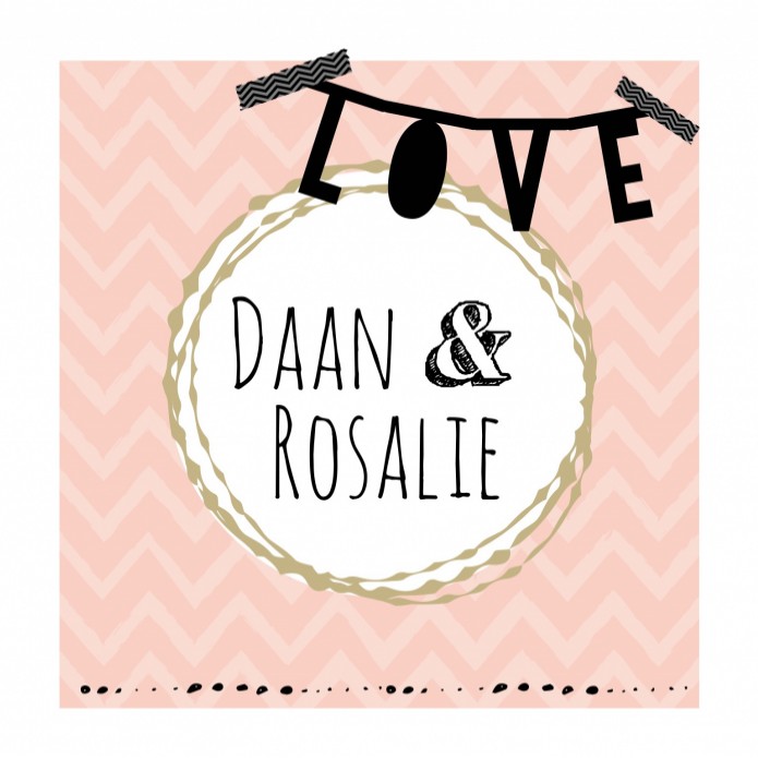 Trouwkaart Daan en Rosalie voor