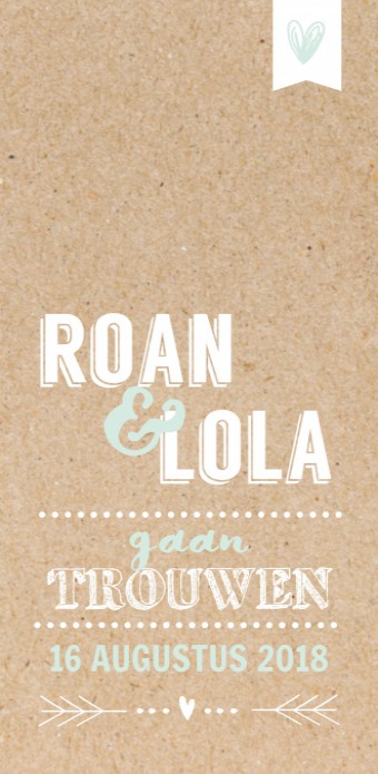 Trouwkaart Roan en Lola voor